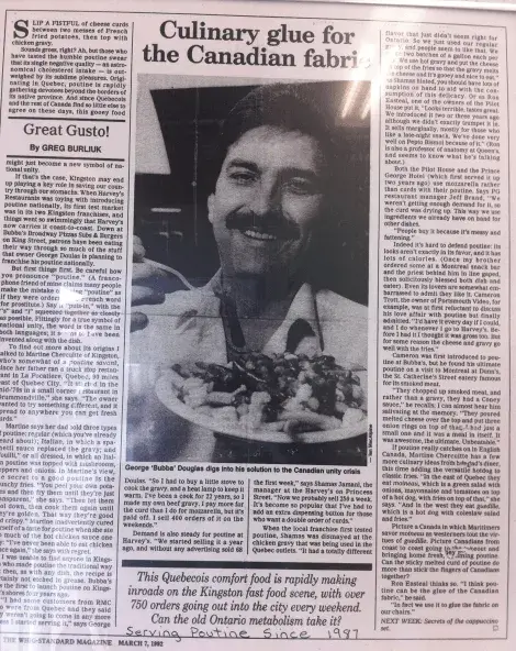 Bubba's Poutine in the news 1982